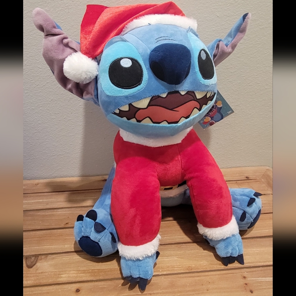 NEW Disney Greeter Stitch 16" Blue Plush Stitch Santa Suit Christmas